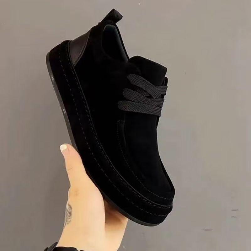 Casual Sports Shoes Autumn and Winter New Matte Leather Thick Baseplate Shoes
