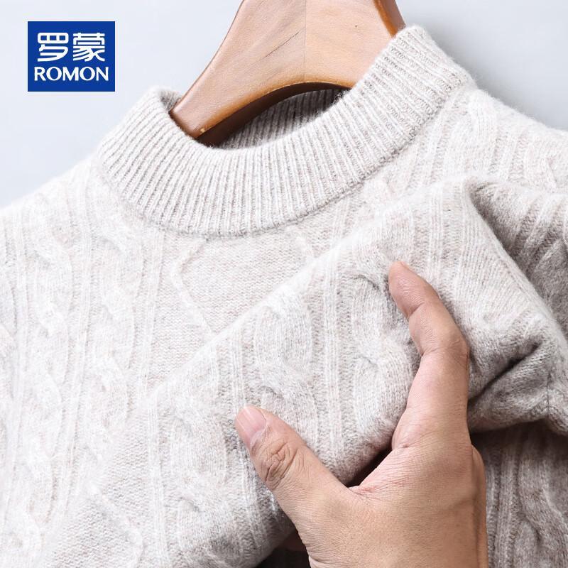 ROMON Men's Heavyweight 100% Wool Cable Knit Sweater