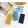 New Hollow Knitting Phone Bag For Women Colorful Hand Woven Shoulder Crossbody Bag Simple Travel Beach Handbag Small Purse Pouch