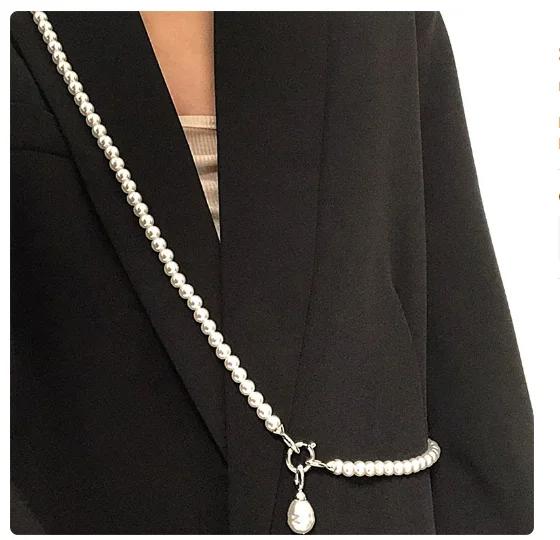 

Korean Statement Pearls Long Necklace For Women Personality Chains Big Pendant Collares Jewelry
