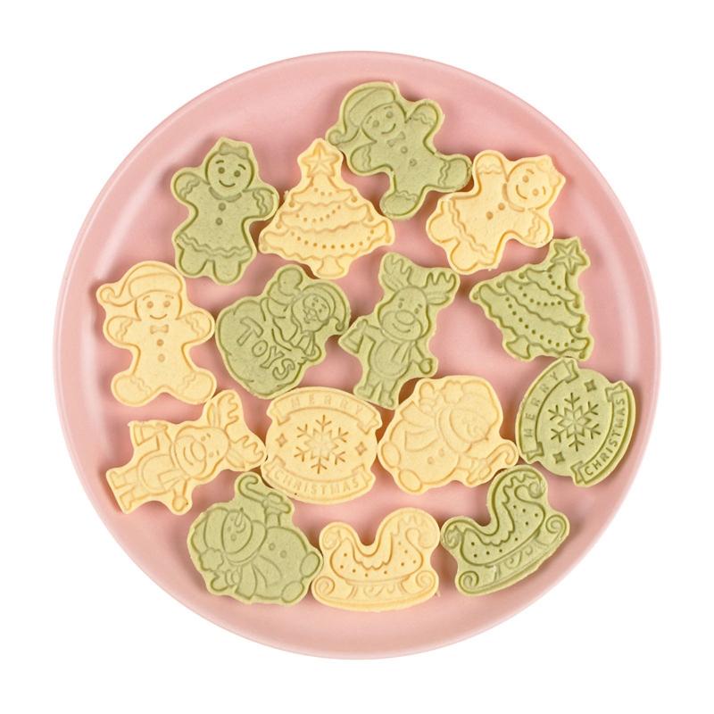 8 Pack 3D Frosting Cookie Cutter Plastic Push-type Household Cookie Baking Molds
