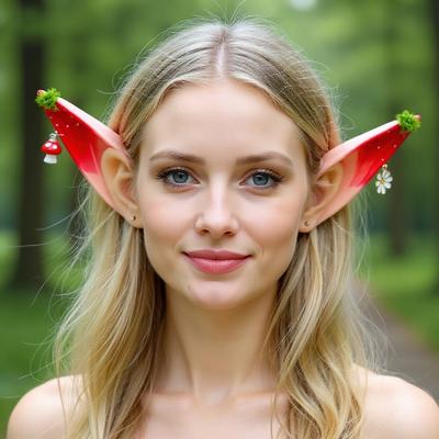 Para Elfich Uszu na Halloween, Czerwone, Zielone i Fioletowe Party Sztuczne Uszy Leśna Wróżka Cosplay Elfie Uszy Dekoracja Sztucznych Uszu na Imprezę Bożonarodzeniową