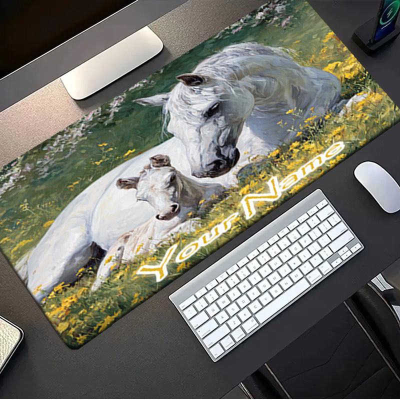 1PC Custom Name Horses Field Mouse Pad, Keyboard and Mouse Desk Pad, for Computer Notebook  Birthday Gift For Any Room Or Office