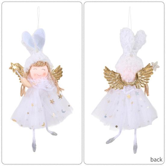 Yousheng Christmas Pendant Rabbit Angel Doll Wearing Mesh Yarn Dress Decorative Ornament Christmas Celebration Decor
