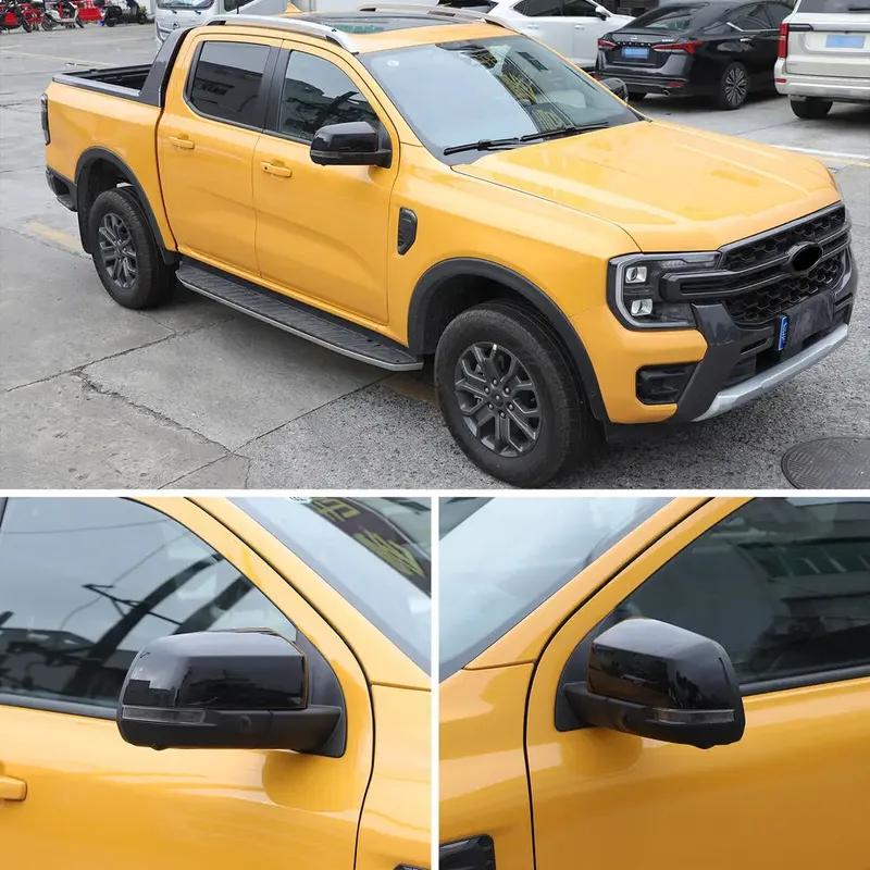For Ford Ranger 2024 Car Sticker Rearview Side Mirror Cover Wing Cap Exterior Door Rear View Case Trim Carbon Fiber Look