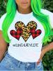 Women's Round Neck White Short-sleeved T-shirt Fashion Printed Valentine's Day Base Shirt Aesthetic Clothes Summer Polyester
