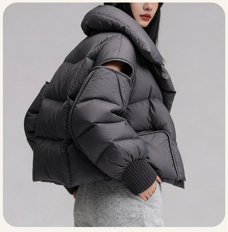 Women's Thickened 90% White Duck Down Short Jacket - Korean Style for Petite Figures