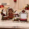Portafoto Tradizionale Festivo Cornice in Legno 2D di Natale, Pupazzo di Neve Dipinto Babbo Natale Foto Natale Inverno Ornamento per la Casa Decorazione da Tavolo Ornamento Ricordo,