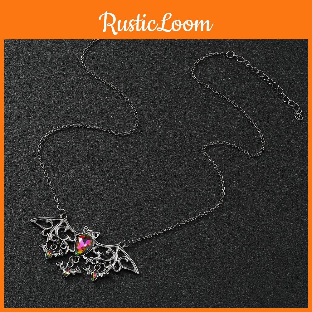 Dark Bat Jewelry Pendant Necklace Alloy Water Crystal For Decoration Halloween