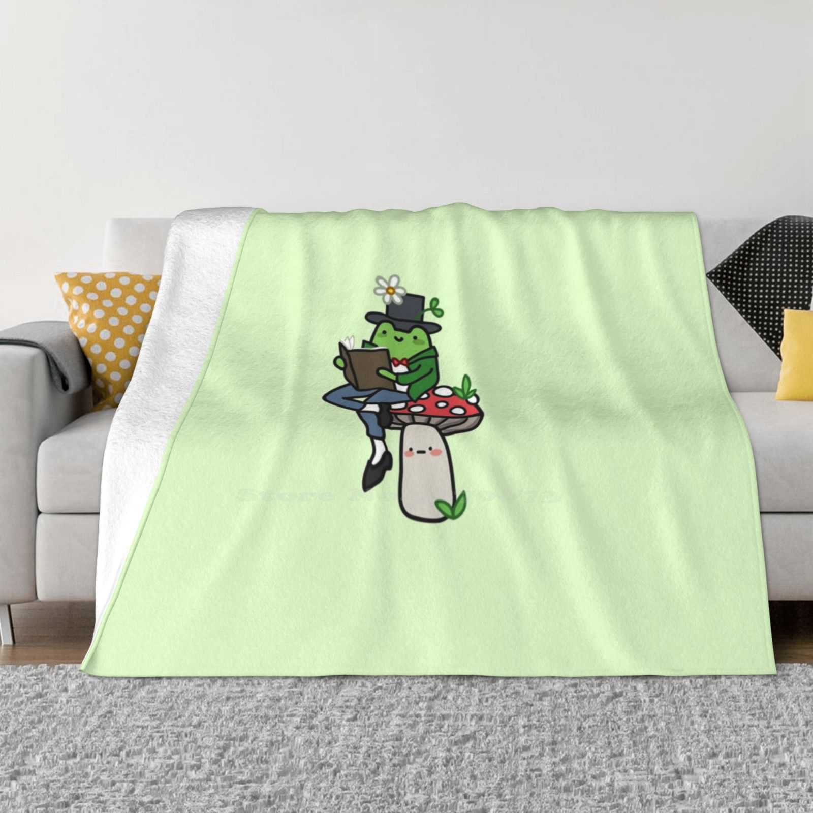 Green Gentleman Fashion Soft Warm Flannel Blanket Mushroom Frog Gentleman Green Goblin Teabag 30x40in