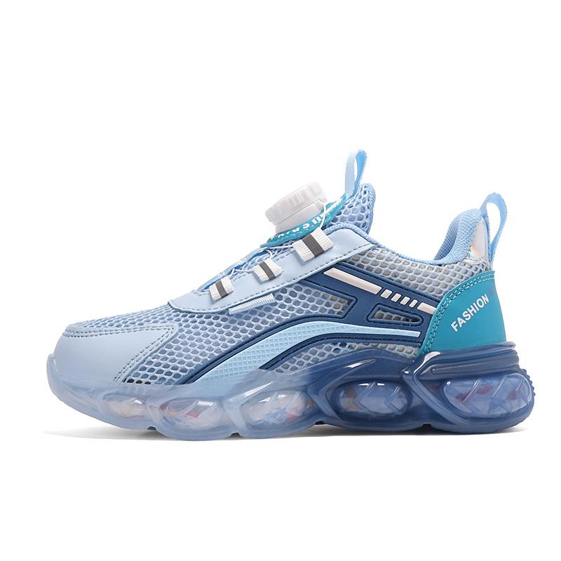 Boys shoes 2025 spring and summer new single net children's rotating button sports shoes medium and older children's casual shoes
