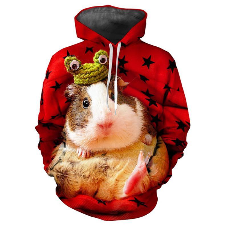 

Животное Морская свинка 3D Принт Толстовка Женская y2k Повседневная мода Рубашка с капюшоном Пуловер Толстовки Большие размеры Унисекс Одежда 4XL
