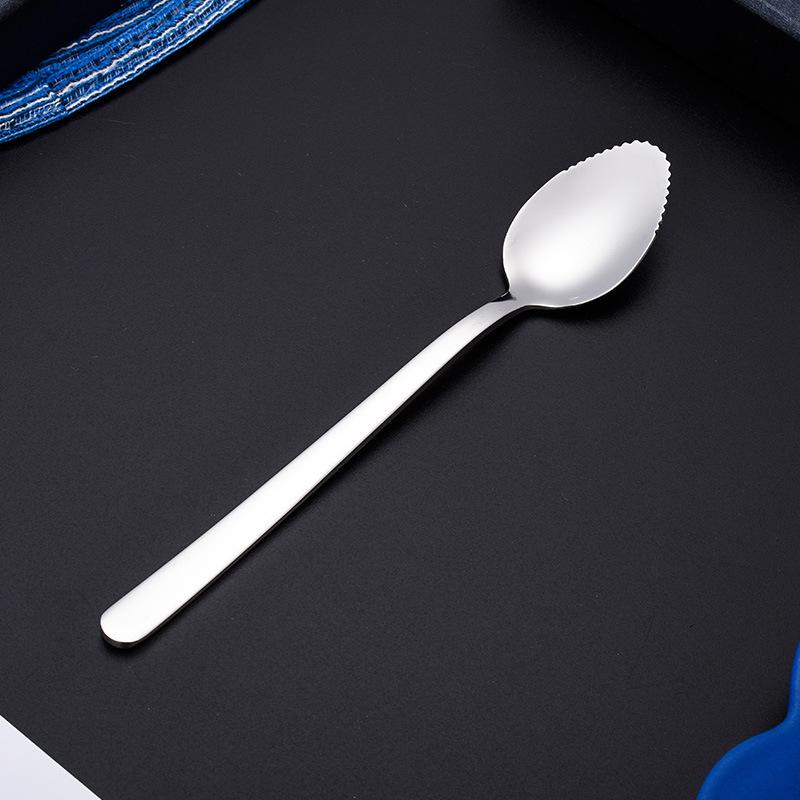 Stainless Steel Fruit Grapefruit Spoon Serrated Edge  Ice Cream Dessert Tea Coffee Stirring Spoon Kitchen Cutlery Tableware