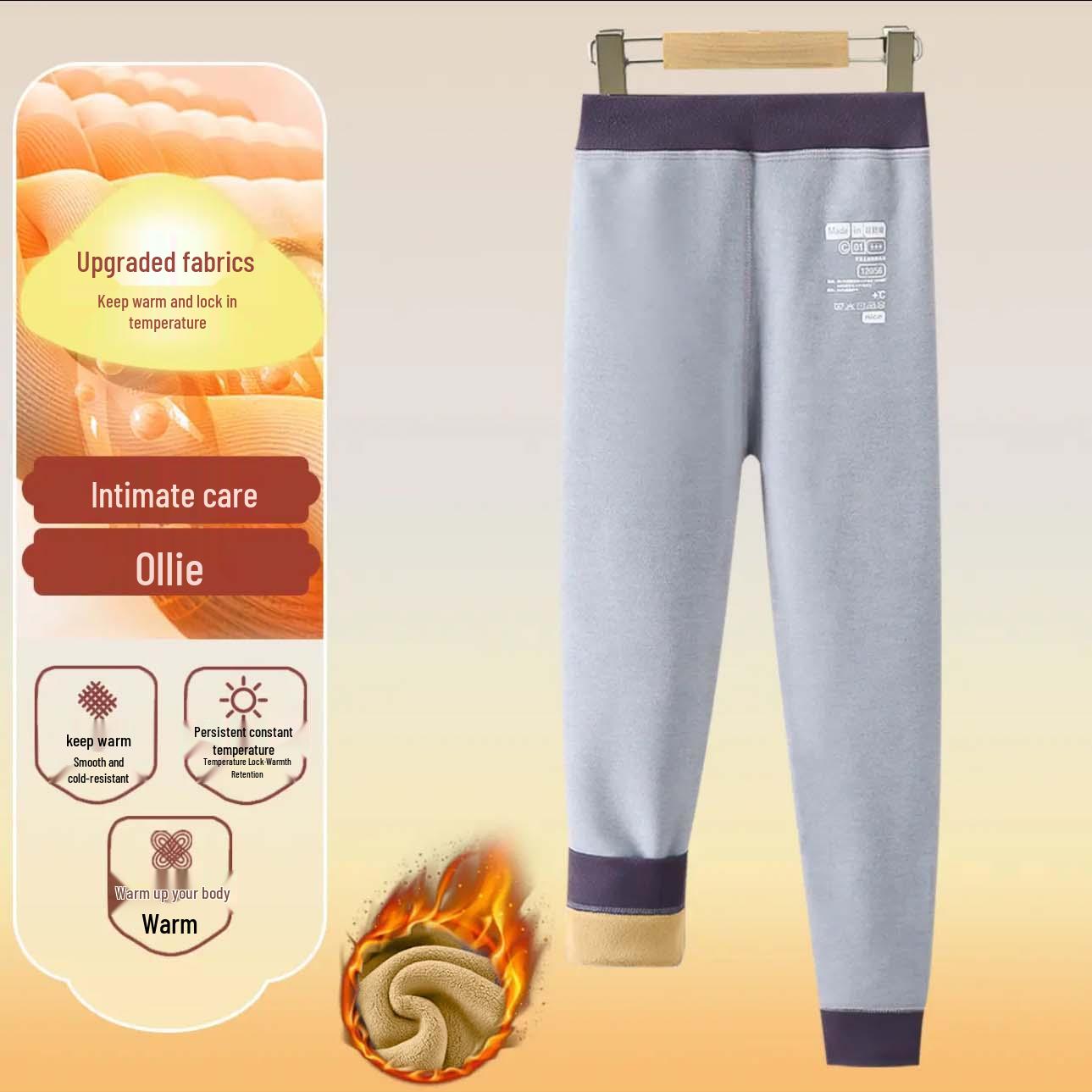 

Children s Fleece-Lined Winter School Pants - Thick Warm Cotton for Autumn/Winter Size 90