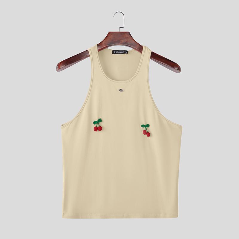 

INCERUN Summer Men Sleeveless Crocheting Casual Tank Tops Vest 3XL абрикосовий