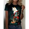 Creative 3D Printed Short Sleeved T-shirt Fashionable Comfortable Soft Breathable Large Loose Womens T-shirt
