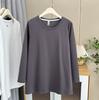 Simple Plain Solid Color Mid Length Long Sleeve Plus Size Inner Layering Top For Women