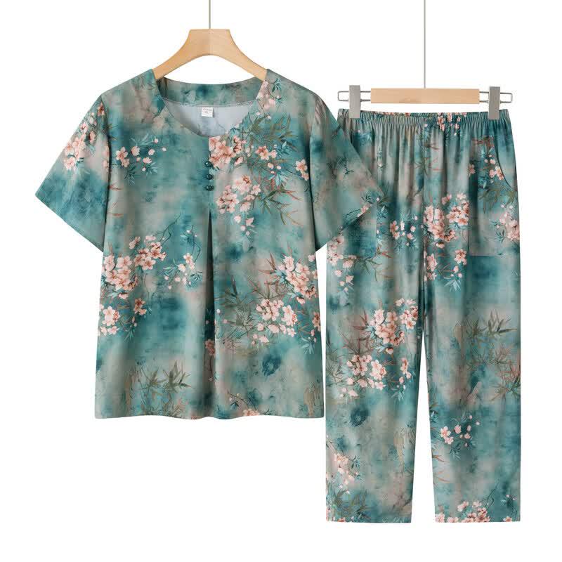 Ronghua Women's Summer T-shirt & Pants Set