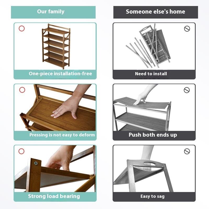 House Doorway Living Room Simple Shoe Rack Folding Portable 6 Floor 90cm Wide Bamboo Wooden Shoe Storage Organizer Rack Stands