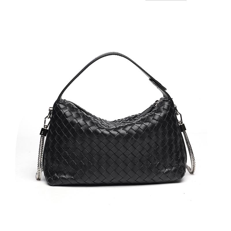Trendy women's bags factory direct sales first layer sheepskin pure hand-woven bag portable crossbody versatile pillow bag