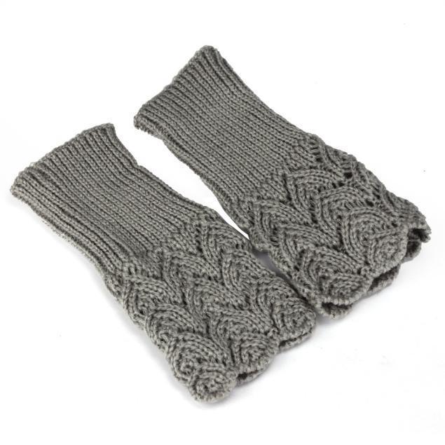 Women's Warm Winter Brief Paragraph Knitting Half Fingerless Gloves