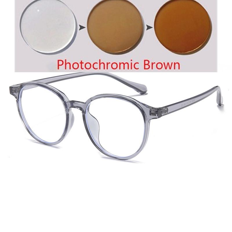 Transparent Blue Frame Blue Light Blocking Round Minus Diopter Glasses Prescription 0 To -6 0