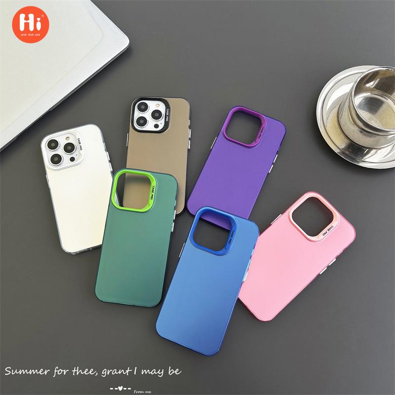 

E-commerce solid color is simple and suitable for Apple 15promax two-in-one lens iPhone14 double-layer colored silver 13 advanced tide