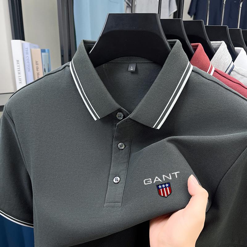 Gant Letní pánská nová vyšívaná volná business casual pohodlná polokošile odvádějící vlhkost z čisté bavlny