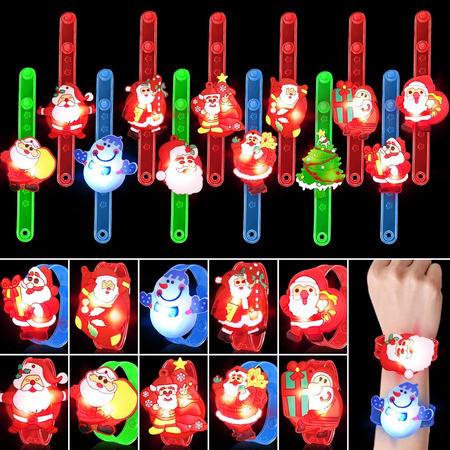 

Halloween LED Light Up Rings Glow Pumpkin Bracelet Christmas Necklace Watch Party Favor Light Jewelry Gift Random Color 12PCS