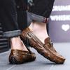 Fashion Men Casual Shoes Genuine Leather Crocodile Style Luxury Brand Mens Loafers Moccasins Slip On Black Driving Shoes Plus Size 38-47