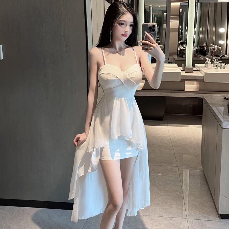 2 Spring evening dress dress women s new queen aura sexy short thin birthday party banquet dress S белый