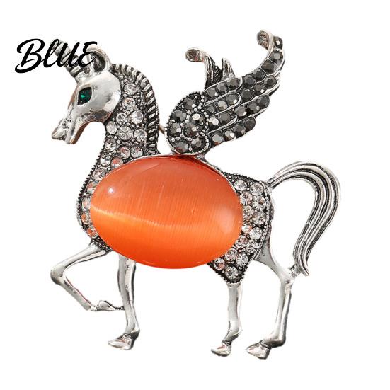 Rainbow Unicorn Pin Brooch Horse Design Enamel with Imitation Crystals