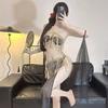 Antike Lingerie weiblich sexy Retro exotische Tänzerin Fransen Pailletten geschlitzt Schnürung Rock pure Lust Versuchung Transparenz