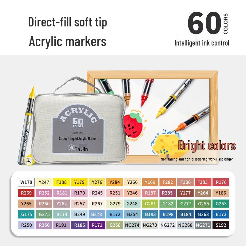 Zhi Jin Liquid Acrylic Marker - Soft Tip, Opaque Watercolor Pen for DIY Graffiti & Elementary School Art.