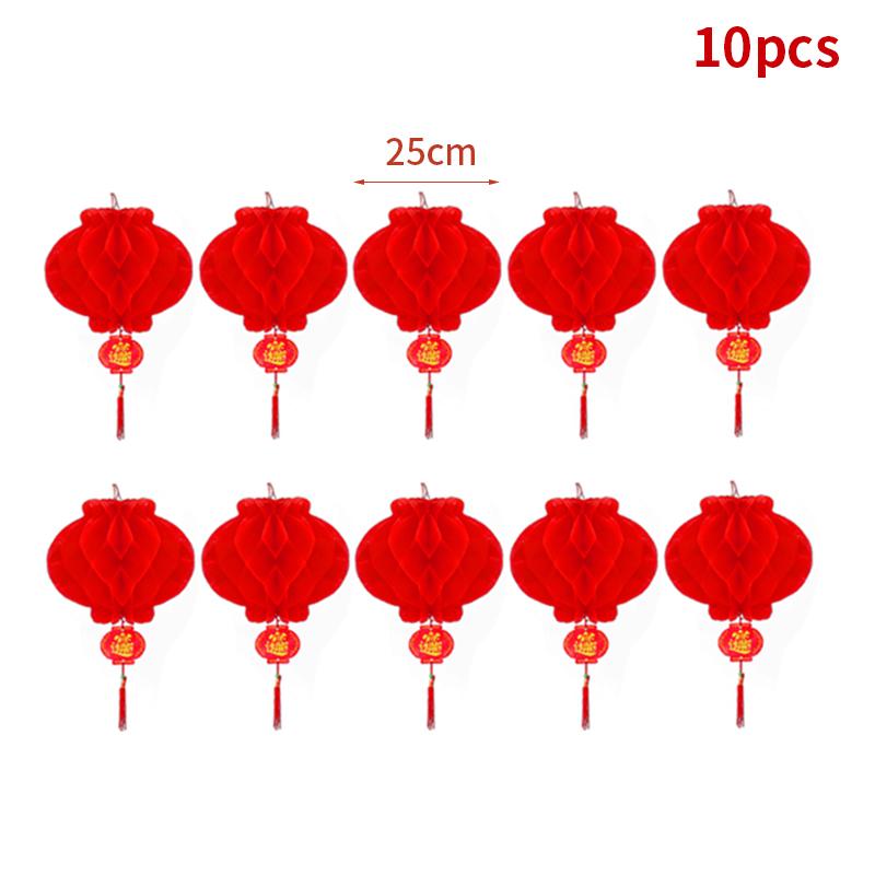 2026 New Year Decoration 3D Honeycomb Hanging Pendants Red Paper Lantern Christmas Navidad Decor Xmas New Year Hanging Ornament