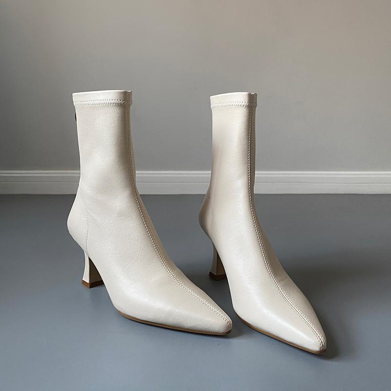 Autumn Winter Pointed Toe Women Ankle Boots Zipper Shoes Street Style Thick High Heels Modern Short Botas Mujer