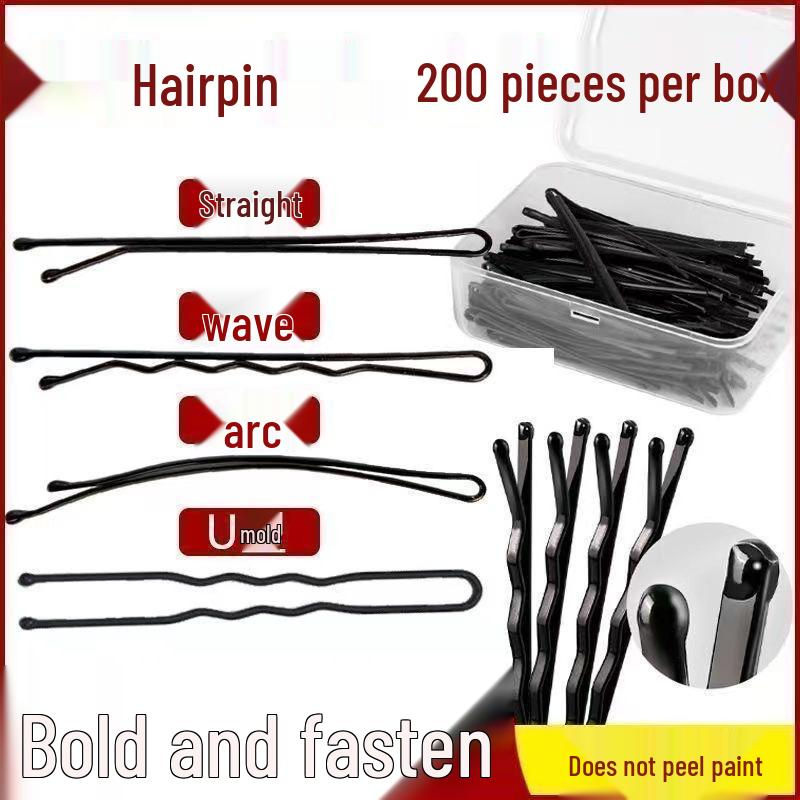 Black U-Shaped Hairpin Clip for Thick Hair - Bun Fixation Hair Accessory