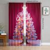 Luxury Set Of 2 Christmas Santa Claus Tree Pattern Printed Curtains Decorations Home Room Curtain Polyester