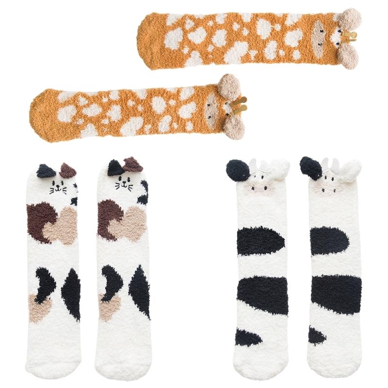 Winter Thermal Crew Socks Coral Fleece Sock Warmth For Women Men Home Comfort Cartoon Patterns