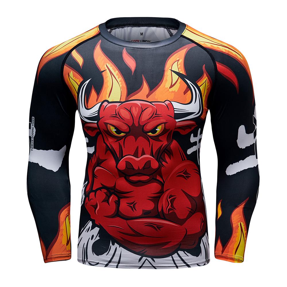 Maglietta a Maniche Lunghe MMA Compression Boxing No Gi Bjj Mma Surf Jiu Jitsu Rash Guard Rashguard T-shirt da Uomo Palestra Abbigliamento da Boxe