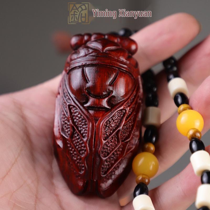 Rosewood Carved Pixiu Ornament: Gourd & Dragon Turtle Handicraft