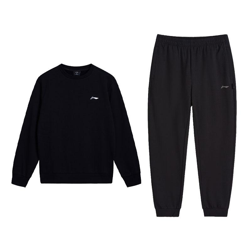 

Li-Ning Fleece Versatile Round Neck Design Sweatshirt Comfortable Long Pants Casual Sports Suit Unisex suit AWDTC69-1+AKLVB43-1 L