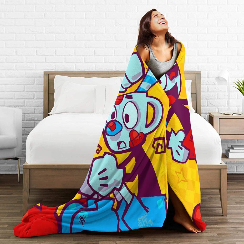 Cupheads & Mugmans Blanket Quality Super Warm Cartoon Throw Blanket Winter Girls Boys Couch Bed Street Trend Bedspread