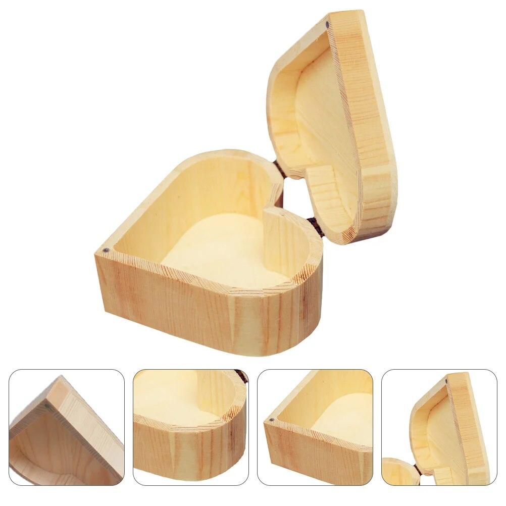 1PC Wooden Heart Box Decoration for Bedroom Creative Gift Case Simple Storage Chest Heart-shaped