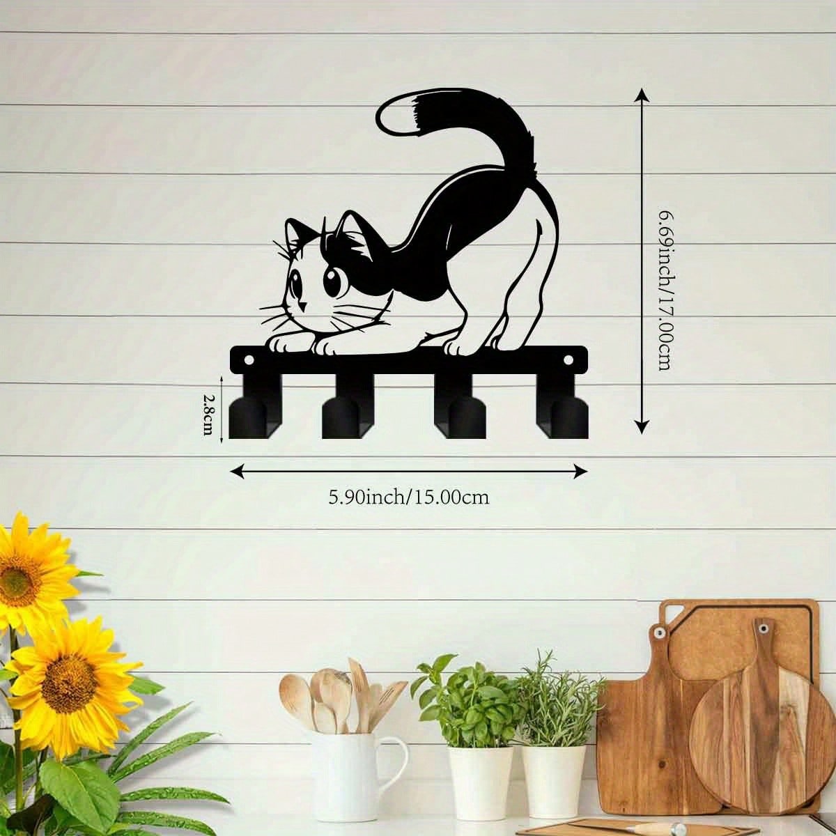 

Metal Cat Key Holder Wall Art Bohemian Decor 6.69 Inch Gift TY10180-01