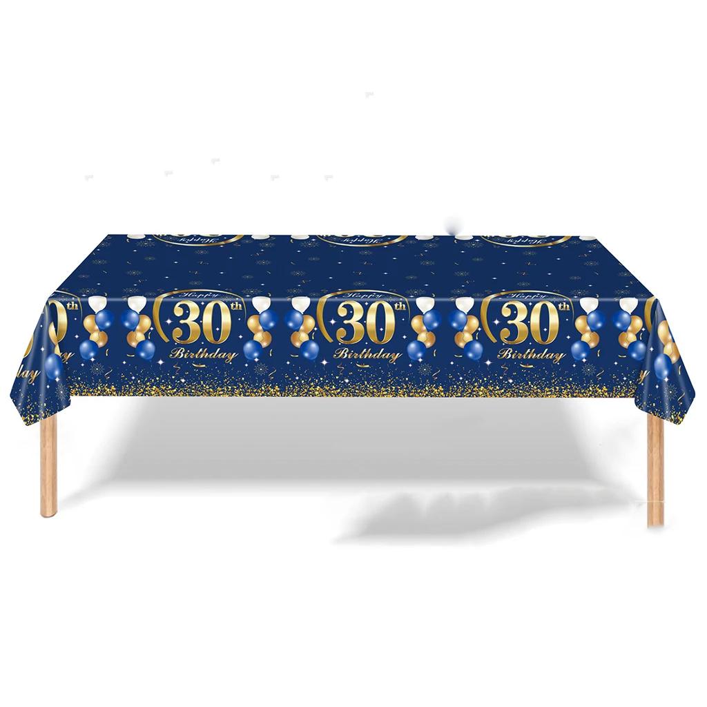 Blue Gold 30th Birthday Party Disposable Tableware 30 Year Old Balloon Birthday Paper Plate Napkin 30 Years Old Birthday Decor
