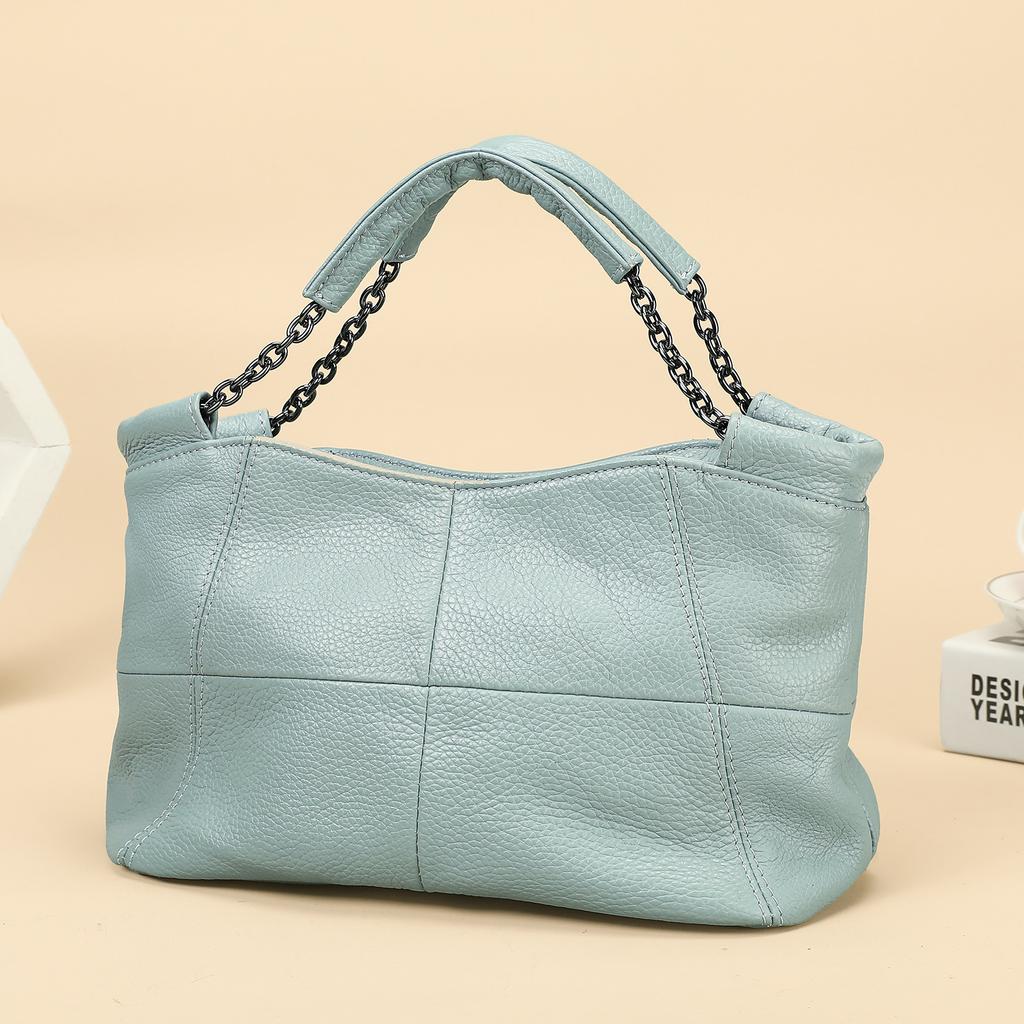 Ręcznie robiona damska torebka z prawdziwej skóry w stylu retro, na jedno ramię, crossbody, z górnej warstwy skóry bydlęcej, łańcuszek pod pachę, torebka o dużej pojemności