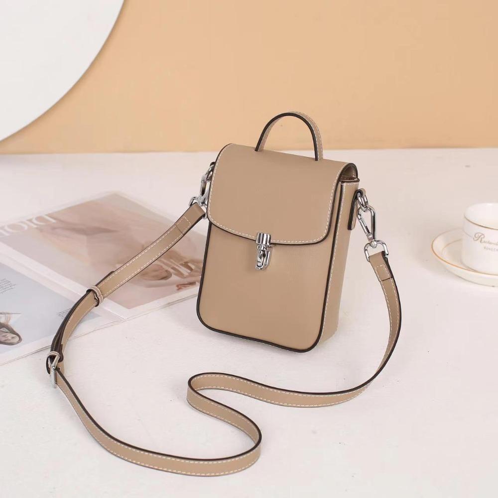 Leather women's bag Korean version fashionable new messenger bag foreign style small square bag portable shoulder bag versatile mobile phone small bag
