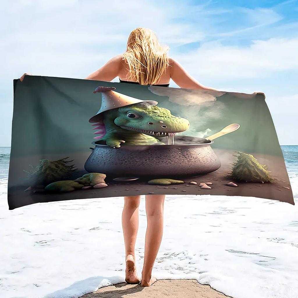 Microfiber Dinosaur Beach Towel for Kids,Sand Free Beach Towels Oversized,Soft Large Bath Towel,Water Absorbent Bathroom Towel