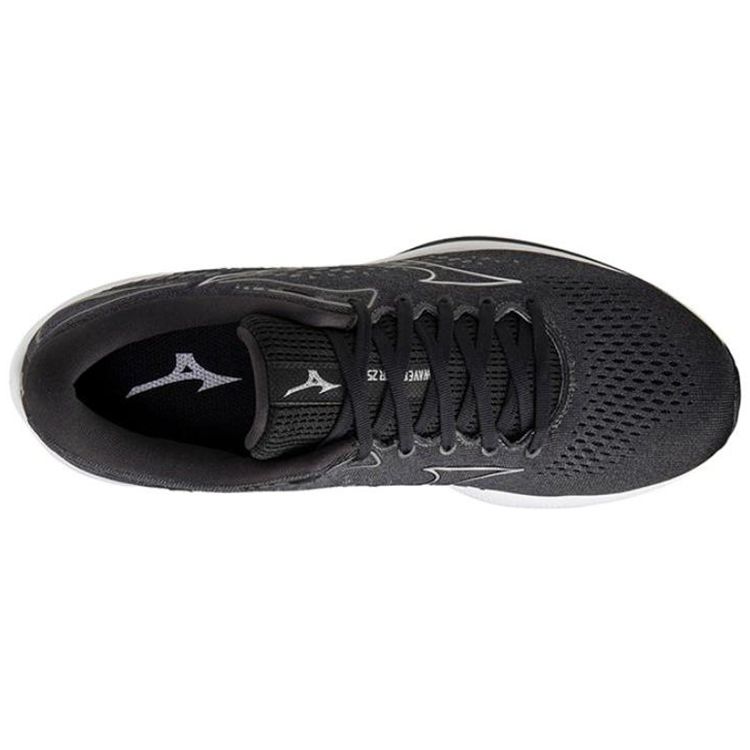 Mizuno Wave Rider 25 Round Toe Lace-Up Fabric Leather Durable Lightweight Rebound Low-Top Running Shoes Men Sneaker Black Silver J1GC210304